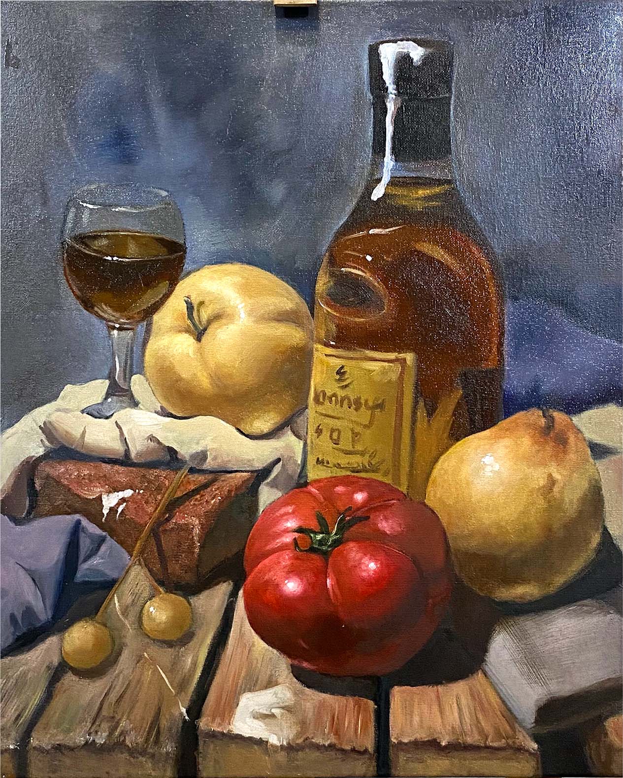 Still Life with Wine and Tomato