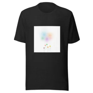 Black heather unisex staple t-shirt shown from the front.